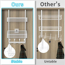 Over The Door Hooks Organizer, Coat Rack Over The Door Storage Hanger Towel Rack, Back of Door Storage Organizer for Bathroom,Bedroom,Kitchen,Office (White 3-Tier)