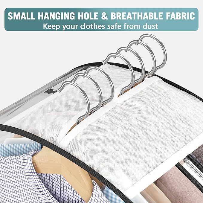 Clear Garment Bags for Hanging Clothes 10” Gusseted, Suit Bags for Closet Storage, Hanging Plastic Clothes Cover for Coat, Dress, Fur, Shirt, 4 Pack, 40” Long