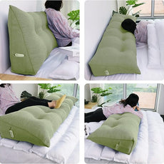 10 lbs Thickened Headboard Pillow Wedge Pillow Headboard Reading Pillow Bed for Comfortable Backrest Reading Triangular Pillow with Side Pocket Backrest Pillows for Sitting in Bed Green Full