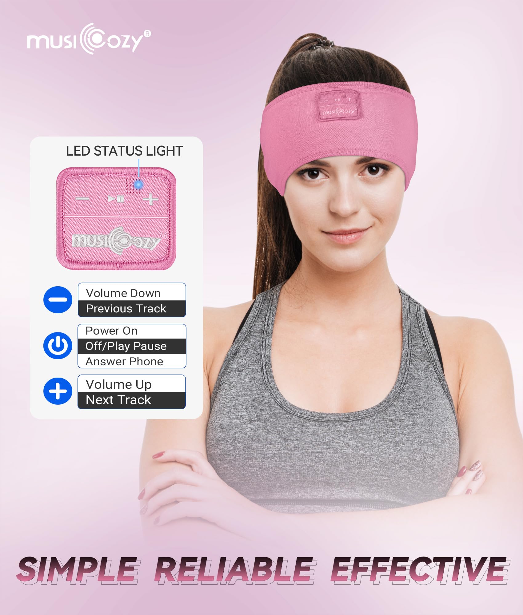 MUSICOZY Sleep Headphones Bluetooth 5.4 Headband, Sports Wireless Earphones Sweat Resistant Earbuds Sleeping Headphone with Ultra-Thin HD Stereo Speaker for Workout Running Cool Gadgets Unique Gifts Dormly