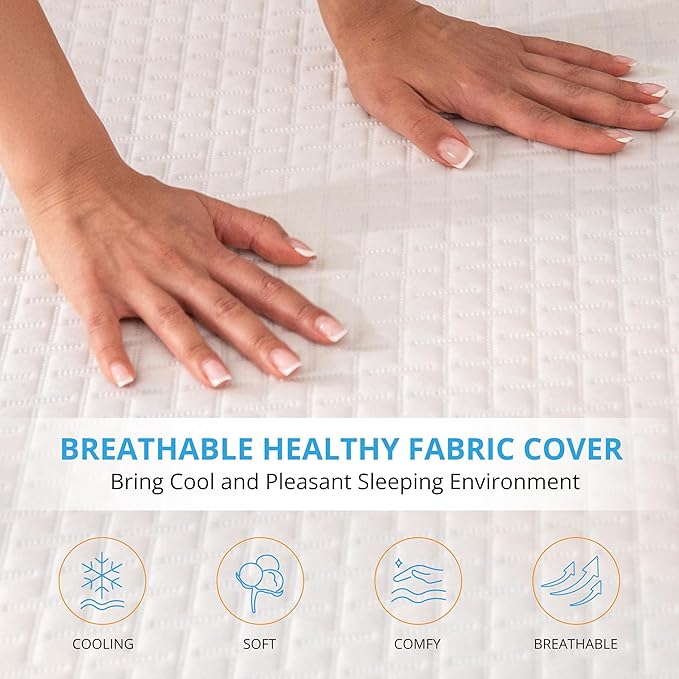 EGO Gel Memory Foam Mattress Topper, 2 Inch Queen with Removable Breathable Soft Cover, Cooling Bed Topper for Comfort Body Support & Pressure Relief, CertiPUR-US Certified
