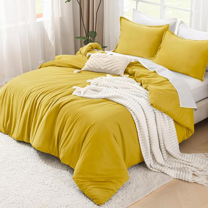 Litanika Comforter Set, Lightweight Solid Bedding Comforter Set, Fluffy Down Alternative Bed Set, Mustard Yellow, Twin/Twin XL