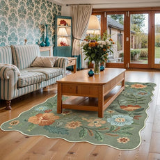 Lahome Floral Living Room Rugs, Area Rugs 5x7 Rug for Bedroom Ultra-Thin Soft Rug, Non-Slip Washable Rugs Stain Resistant Boho Low-Pile Throw Carpet for ‎Dining Room Office (5x7ft,Green)