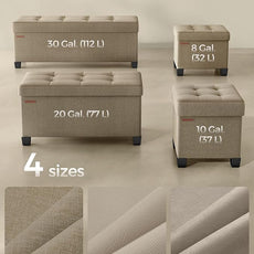 SONGMICS Storage Ottoman, Small Ottoman Foot Rest with Legs, 15 x 15 x 15.7 Inches Foot Stool, Load up to 660 lb, for Living Room, Bedroom, Dorm, Camel Brown ULSF014K01