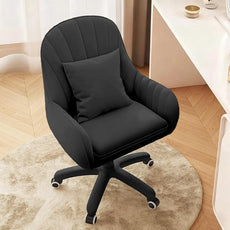 Cute Home Office Chair Velvet Upholstered Desk Chairs with Mid Back Swivel Adjustable Makeup Vanity Computer Chair with Wheels