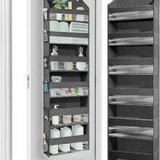 HOMELUX THEORY UPGRADED Over The Door Organizer Hanging - 100D EXTRA THICK & 50lbs HUGE CAPACITY 6 Large Front & 12 Side Pockets, Over The Door Shoe Organizer, Hanging Closet Organizer (DarkGray, 1pc)