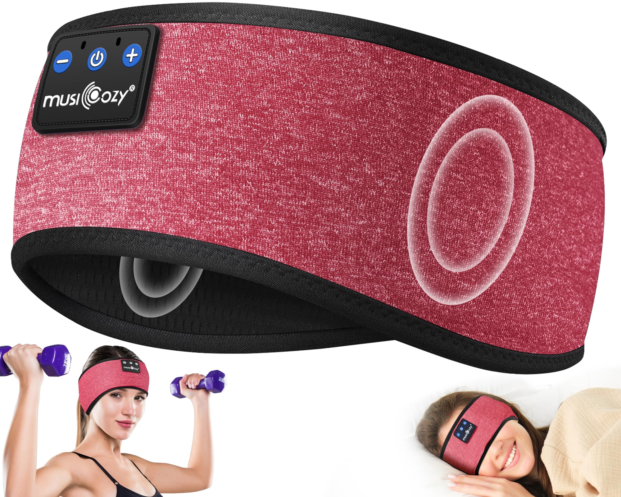 MUSICOZY Sleep Headphones Bluetooth 5.4 Headband, Sports Wireless Earphones Sweat Resistant Earbuds Sleeping Headphone with Ultra-Thin HD Stereo Speaker for Workout Running Cool Gadgets Unique Gifts Dormly