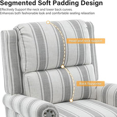 Recliner Chair, Modern Pushback Armchair with Adjustable Backrest & Footrest for Bedroom, Living Room (Grey Stripe,Set of 2)