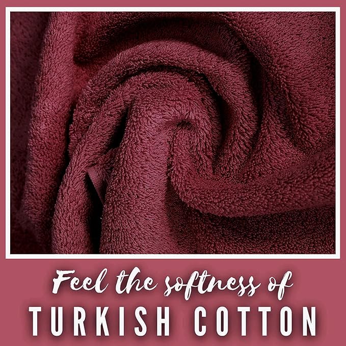 Personalized Towels, Hotel & Spa Quality, Super Soft, Highly Absorbent, 100% Turkish Genuine Cotton Monogrammed 2 Piece Bath Towel Set for Bathroom, Spa, Gym, Shower, Pool, College Dorm, Burgundy