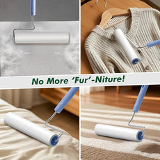 Large Lint Roller for Pet Hair Rxtra Sticky, 5 Refills (3 Short + 2 Long), Lint Remover with Long Handle, Clothes & Furniture