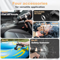 4-in-1 Mini Air Duster, Electric Dust Cleaner Pocket Size, Rechargeable Cordless Aluminum Dust Blower for Computer Keyboard Air Bed Car Emergency