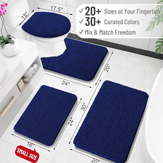 OLANLY Bathroom Rugs 34x21, Extra Soft Absorbent Chenille Bath Rugs, Rubber Backing Quick Dry, Machine Washable Bath Mats for Bathroom Floor, Tub and Shower, Home Decor Accessories, Navy