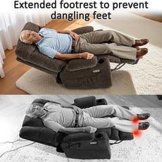 MCombo Power Lift Recliner Chair with Extended Footrest for Elderly People, Fabric 7281 (Brown, Small)