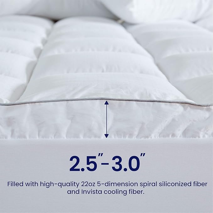 SLEEP ZONE Twin XL Cotton Mattress Pad for College Dorm, Machine Washable Mattress Protector Cover, Soft Cotton Top Cooling Mattress Topper Fits 8-21 inch Deep Pocket, Twin XL
