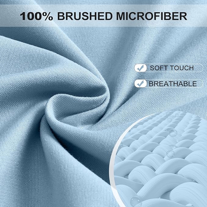 FreshCulture Queen Fitted Sheet Only - Hotel Quality Ultra Soft & Breathable Brushed Microfiber Fitted Sheet with 21 Inch Deep Pockets - Fits Queen Size Bed (Light Blue)