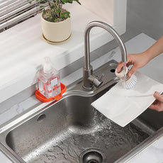 Silicone Bathroom Soap Dishes with Drain Spout-Bathroom and Kitchen Sink Organizer,Sponge Holder,Dish Soap Tray,Perfect for Dispenser,Scrubber,Bottle,Cup on Sink or Counter-Orange 4.9