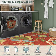 Lahome Floral Red Carpet Runner Rug 2x4, Washable Hallway Non-Slip Kitchen Christmas Runner Rugs, Vintage Throw Carpet for Hallway Bathroom Entryway Laundry Room(2'x4', Red)