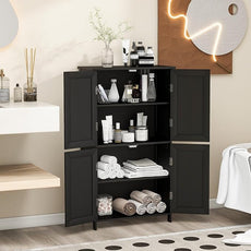 Bathroom Storage Floor Cabinet Freestanding Organizer with Adjustable Shelves for Bathroom Laundry Room,4 Doors