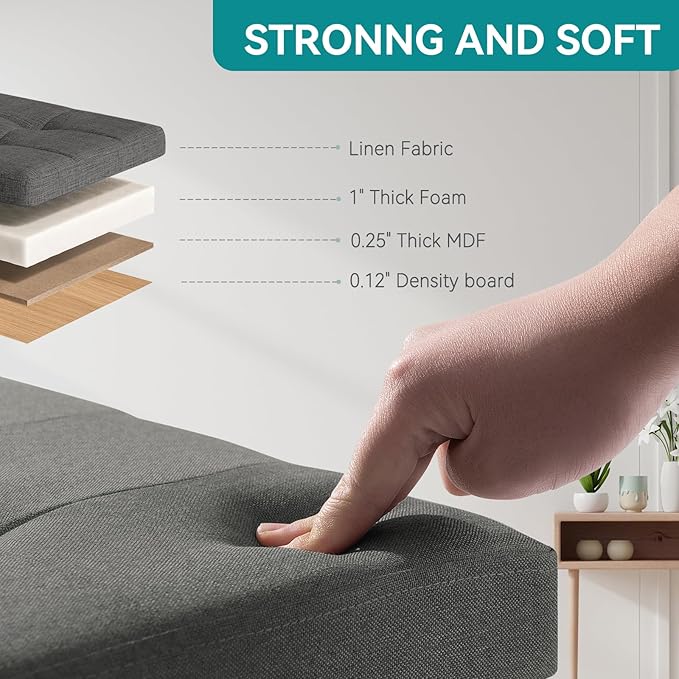 BRIAN & DANY Small Ottoman with Storage, Small Storage Ottoman, Folding Foot Stool with Wood Legs for Living Room and Bedroom Linen Rest Seat, 12.6"x12.6"x12.8" - Gray