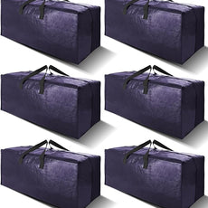 6 Pack Heavy Duty Extra Large Moving Bags W/Backpack Straps - Strong Handles & Zippers, Storage Totes For Space Saving, Fold Flat, Alternative to Box and Bin (40 gal, Blue)