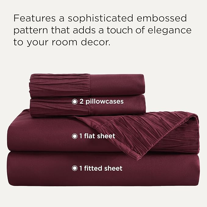 Bedsure King Size Sheets Set - 4 Pieces Soft King Sheets - Breathable & Cooling - Hotel Luxury - Easy Care Polyester Microfiber Bedding for Women, Men, Red