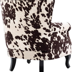 Cow Print Accent Chairs Set of 2 with Arm Comfy Velvet Living Room Chair Mid-Century Modern Wingback Side Chair Single Sofa Couch for Bedroom Guest Room