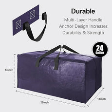 6 Pack Heavy Duty Large Moving Bags W/Backpack Straps - Strong Handles & Zippers, Storage Totes, Fold Flat, Alternative to Moving Box and Storage Bin, Semi-Transparent+Blue+Black