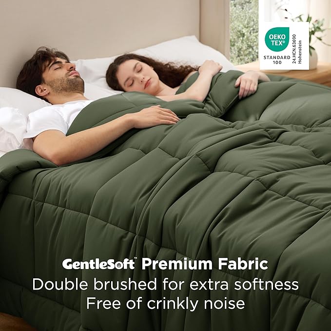 Bedsure Comforter Duvet Insert - Quilted Comforters Oversized King, All Season Duvet, GentleSoft Down Alternative Bedding, with 8 Tabs, Gifts for Women/Men, Olive Green, Oversized King 116 x 98 Inches