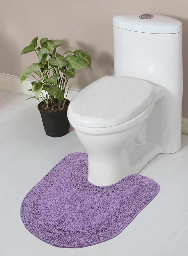 Home Weavers Double Ruffle Collection 100% Cotton Bathroom Rugs Set, Washable Rug, Extra Soft and Absorbent Bath Rug, Kitchen Mat, Bath Mat Set, Bath Floor Mat Non Slip, 20"x20" Contour, Purple