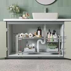 NETEL Under Sink Organizers and Storage,Kitchen Cabinet Organizer,2 Tier Under Sink Expandable Shelves，Bathroom Cabinet Organizer with Pull Out Drawers,(30.9-31.64)