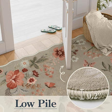 Lahome Floral Washable Rugs for Living Room, 5x7 Area Rugs Soft Non-Slip Stain Resistant Boho Low-Pile Throw Large Carpet for ‎Bedroom Dining Room Office, Brown