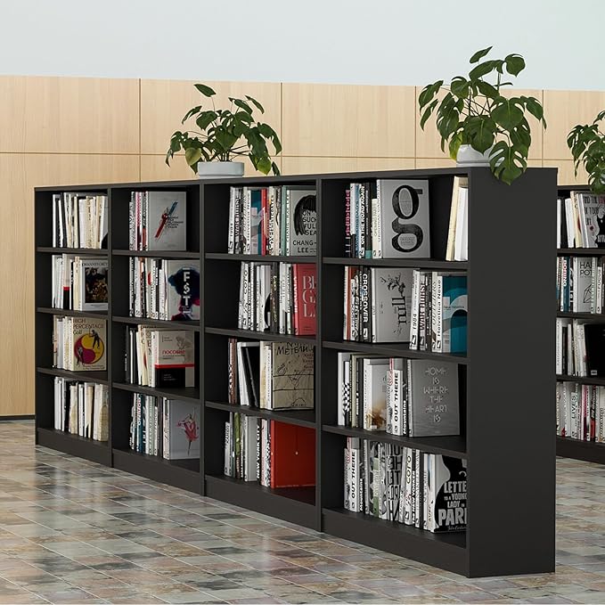 Farini 4 Shelf boockase Display Bookcase Freestanding Wooden Bookshelves for Home Office Living Room,48 Inch Height,Black