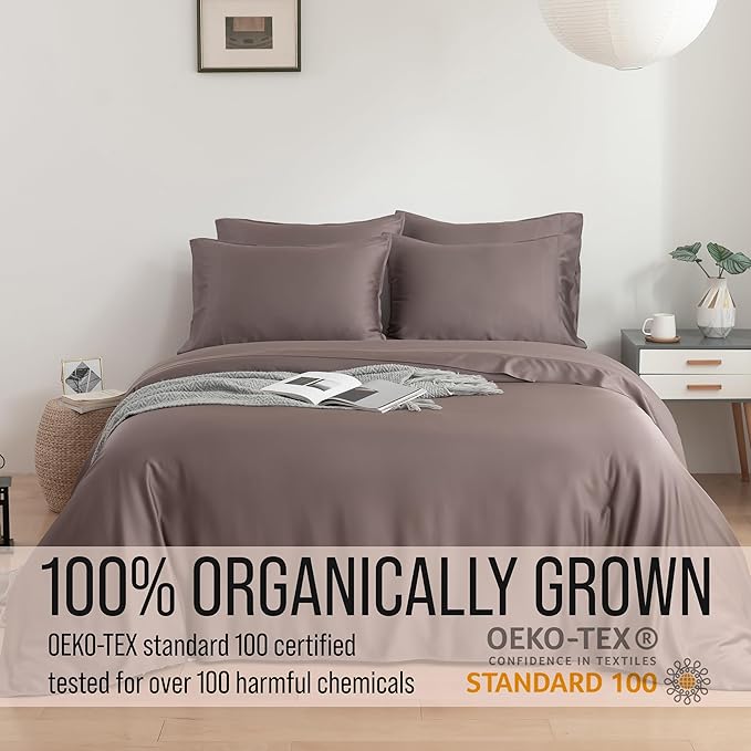 Bella Coterie 7 Piece Luxury Bamboo Viscose Split King Size Sheet Set | 2 Fitted Sheets for Adjustable Beds | 100% Organically Grown | Cooling for Hot Sleepers | 4 Pillowcases [Mocha]