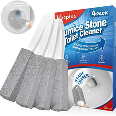 Vacplus Toilet Brush - Toilet Bowl Cleaners with Extra Long Handle, 100% Pumice Stone for Toilet Cleaning, Remove Limescale, Rust, Cleaning Supplies for Toilet, Pool, Bathroom, Sink, 4 Pack
