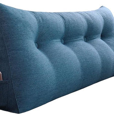 10 lbs Thickened Headboard Pillow Wedge Pillow Headboard Reading Pillow Bed for Backrest Reading Triangular Pillow with Side Pocket Backrest Pillows for Sitting in Bed Wedge Blue Full