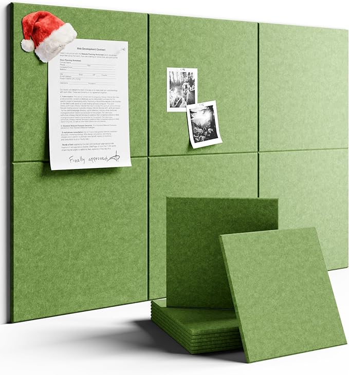 Large Felt Bulletin Board 36" x 24"Cork Board Alternative - 6 Pack with 40 Safe Removable Adhesive Tabs, Cork Boards for Walls Cork Board for Home Office Classroom Pin Board -Kelly Green