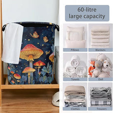 Mushroom Laundry Basket,Butterfly Moon Foldable Oxford Cloth Tote Bag Laundry Hamper Clothes Storage Bucket Organizer for Bedroom Laundry Storage Dormitories 16