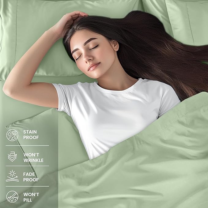 Utopia Bedding King Sheet Set – 4 Piece Bed Sheets for King Size Bed, Soft and Breathable Microfiber, Includes 1 Fitted Sheet, 1 Flat Sheet and 2 Pillowcases (Sage)
