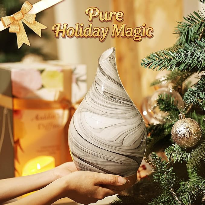 Porseme 280ml Essential Oil Diffuser Glass Color Changing Aroma Air Diffusers Aromatherapy Ultrasonic Cool Mist Humidifier 7 Running Hours Waterless Auto-Off for Sleeping, Yoga, Office, Spa (Ink)