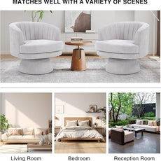 CANMOV Swivel Accent Chair with Armrest Set of 2, Modern 360 Degree Swivel Barrel Chair with Curve Back and Soft Cushion,Comfy Round Sherpa Teddy Armchair Single Sofa for Living Room,Bedroom,Grey