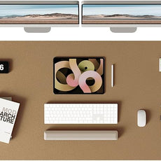 YSAGi Double-Sided Desk Mat, Eco Cork & Leather Desk Protector, Large Mouse Pad & Writing Pad for Office/Home (Khaki+Cork, 47.2