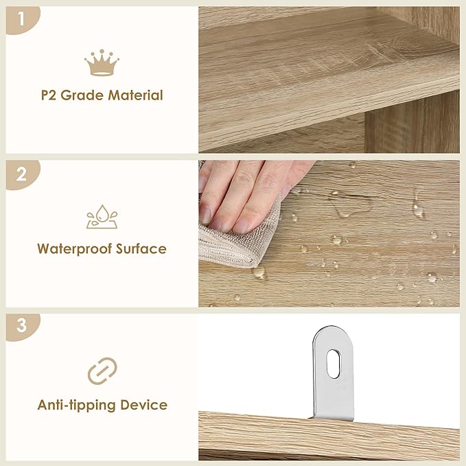 FOTOSOK 6-Tier Open Bookcase and Bookshelf, Freestanding Display Storage Shelves Tall Bookshelf Bookcase for Bedroom, Living Room and Office, Light Oak