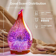 Porseme 280ml Essential Oil Diffuser,Aroma Ultrasonic Humidifier with Remote Control,BPA Free, Auto Shut-Off,Timer Setting