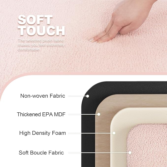 PINPLUS Storage Ottoman Bench Sherpa Foot Rest, Foldable Boucle Ottomans, Large Faux Teddy Fur Ottoman Storage Box Entryway Bench for Dorm, Pink, 43.3'' x 15'' x 15''