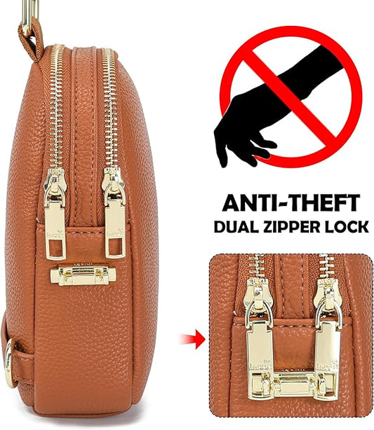 INICAT Small Anti Theft Crossbody Bags for Women, Vegan Leather Sling Cross Body Purse Travel Essentials Teen Girl Gifts