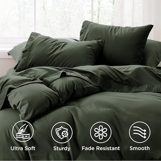 Bedsure King Size Sheets Set - 4 Pieces Soft King Sheets - Breathable & Cooling - Hotel Luxury - Easy Care Polyester Microfiber Bedding for Women, Men, Olive Green