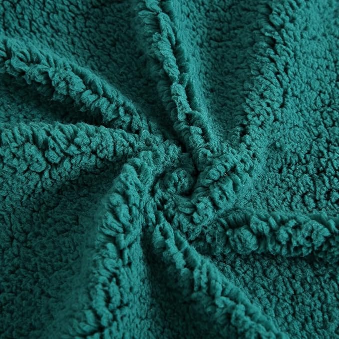 Reafort Ultra Soft Sherpa Euro Sham Pillow Case 26"x26" Replacement with Zipper Closure (Evergreen, 26"x26" Euro Sham)