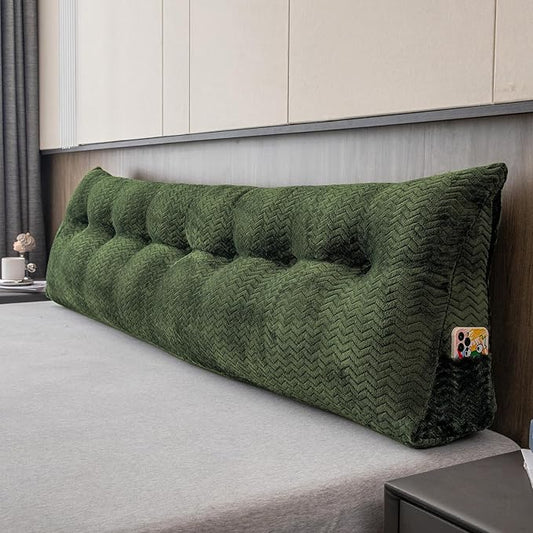 Large Bolster Triangular Headboard Wedge Backrest Positioning Support Bed Rest Reading Pillows Headboard Wedge Pillows for Day Bed with Removable Cover