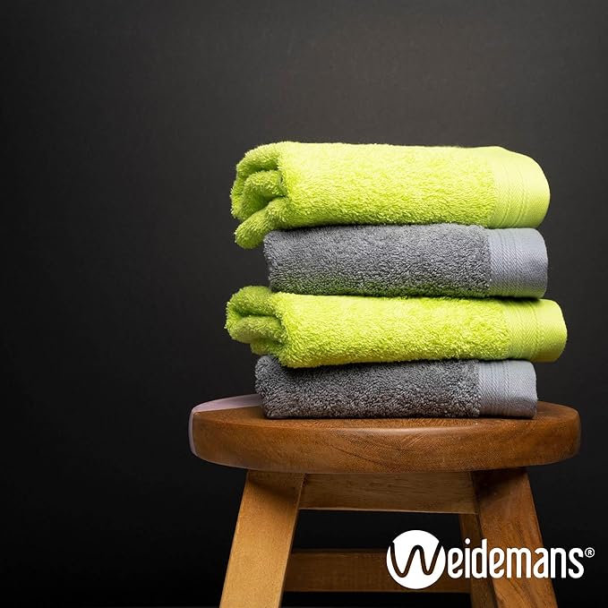 Premium 8 Pieces Towel Set Including 2 Bath Towels 30" x 56", 2 Hand Towels 18" x 30" and 4 Washcloths 13" x 13" - Color: Dark Grey & Green | Pure Cotton |Machine Washable high Absorbency