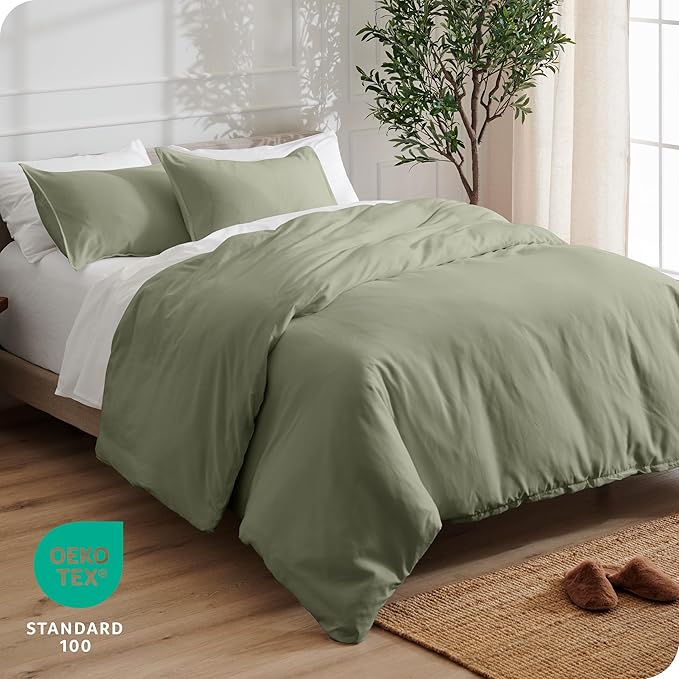 Bare Home Bedding Duvet Cover Oversized King - Premium 1800 Super Soft Collection - Lightweight, Cooling - Soft Breathable Bedding Duvet Cover (Oversized King, Sage)